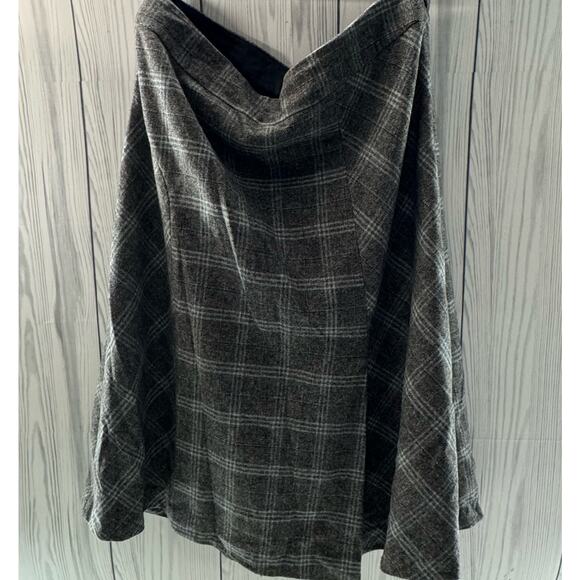 Vintage Y2K Banana Republic A-Line Skirt Wool Blend Plaid Gray  Womens Sz 14 - Picture 1 of 8